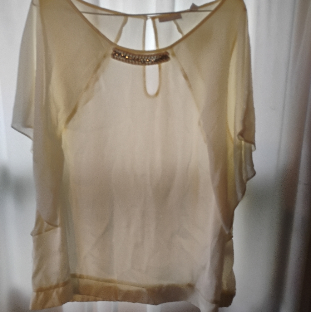Elegant Cream Blouse with Beaded Detail